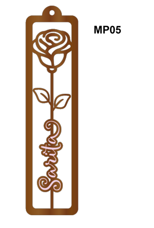 Marcapáginas personalizables de madera - modelo "Rosa"